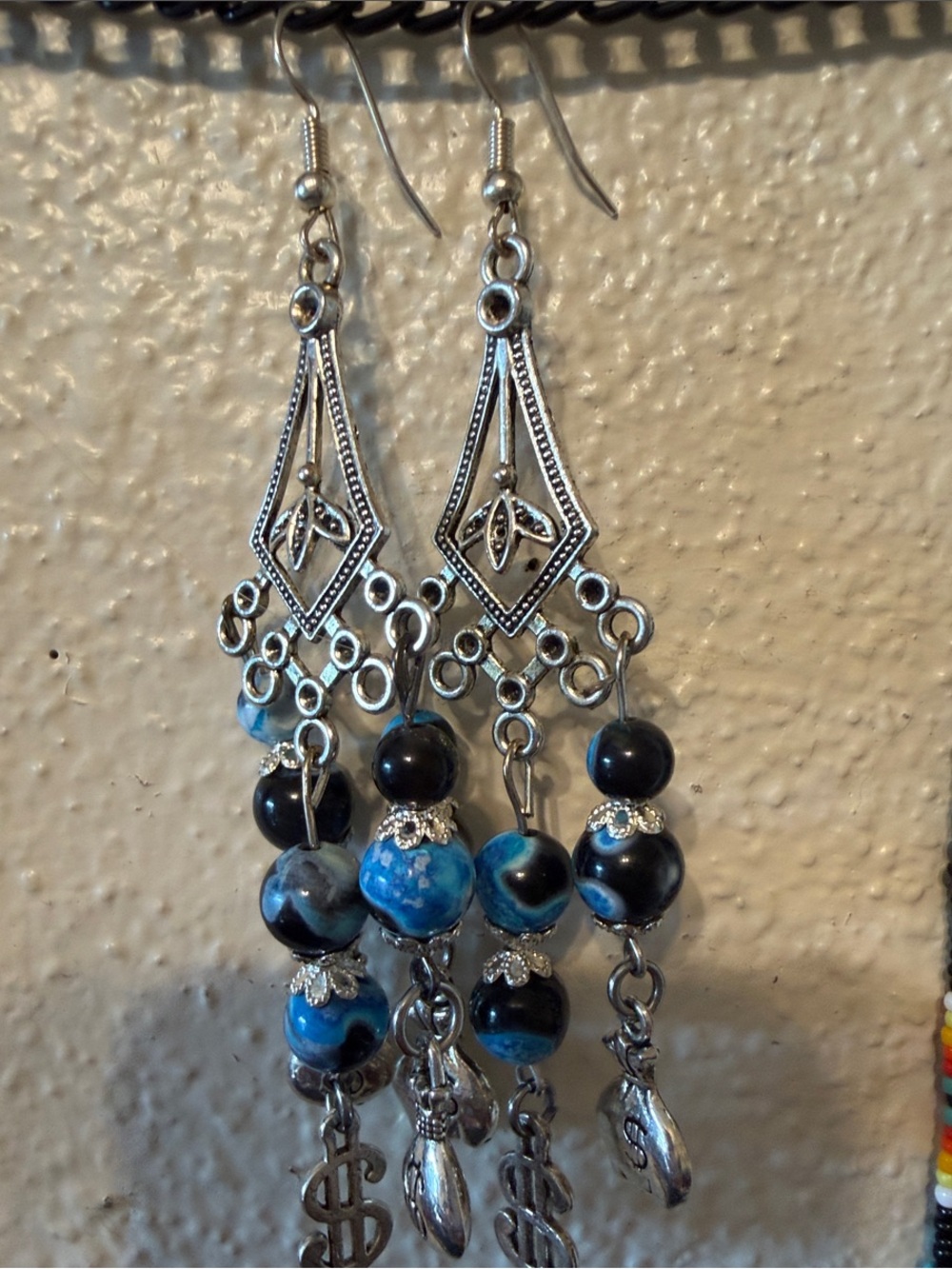 Hand beaded $$ chandelier earrings